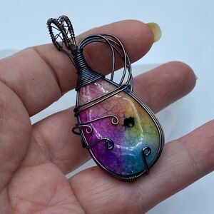 Solar Quartz Handmade Copper Wired Wrapped Pendant